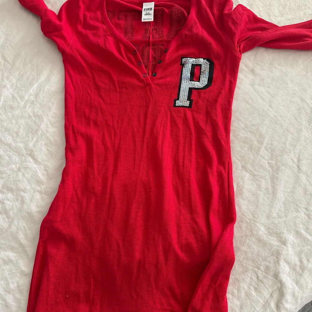 Victoria's Secret Red Pajama Top with Embellished P
